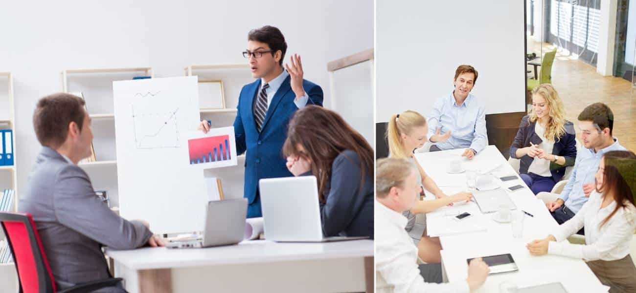 צוות ניהולי בפגישת תכנון תקשורת למשבר עסקי