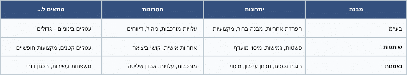 היתרונות בבחירת מבנה לעסק משפחתי?